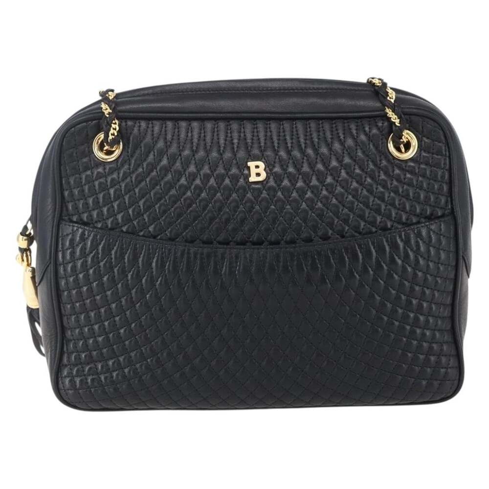 Bally Leather Chain Shoulder Bag Black